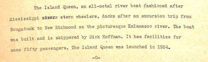 Star of Saugatuck Boat Cruises - Postcard (newer photo)